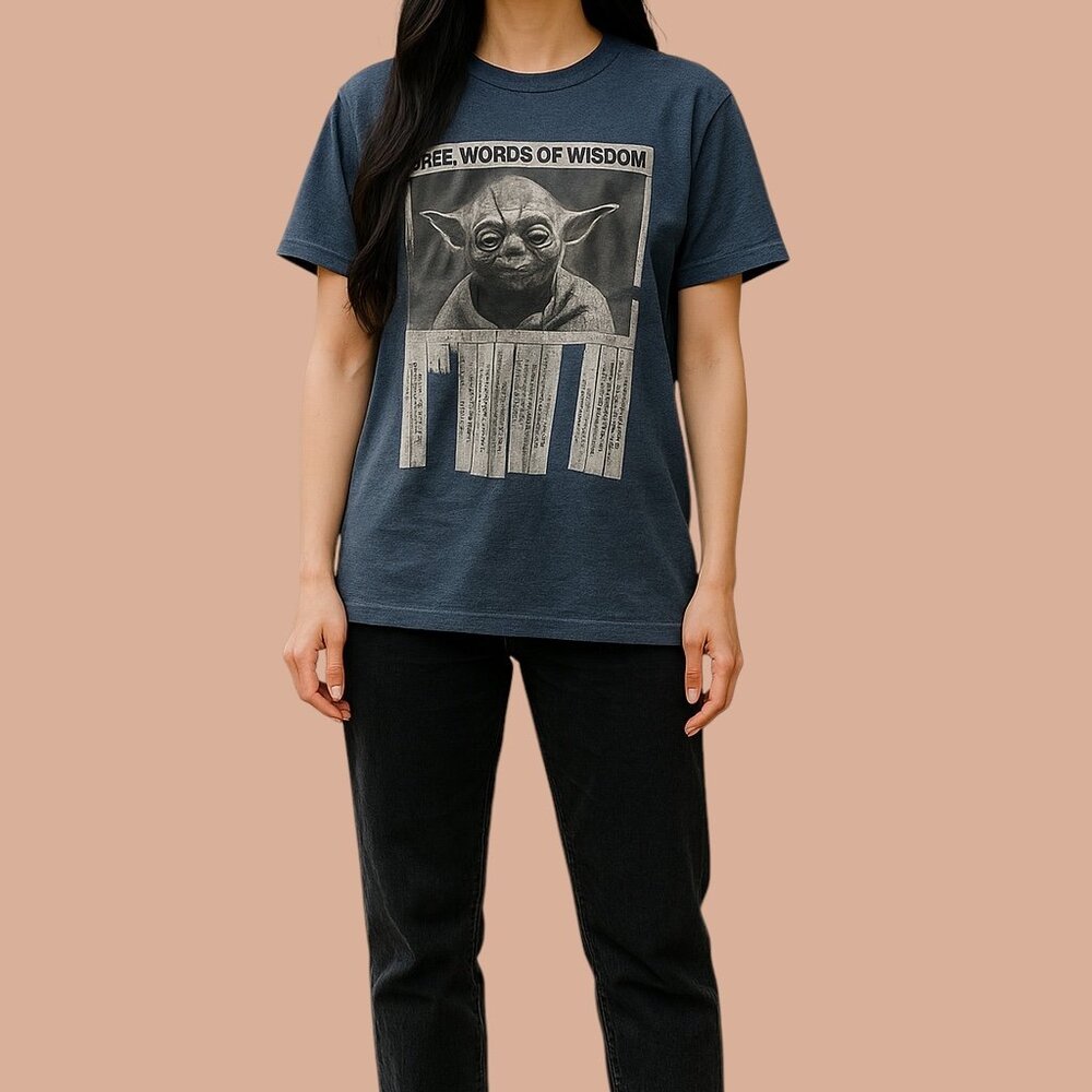 Vfifthsun Star Wars T-Shirt-Size S-Yoda Jedi Master on Front-Short Sleeve